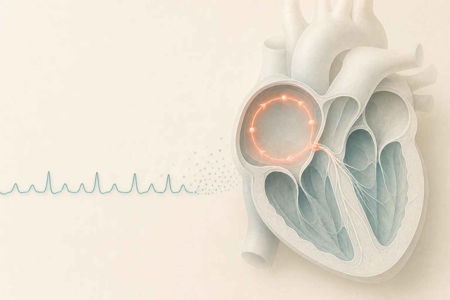 Editorial visualization of an organized electrical circuit in an upper chamber of the heart